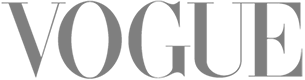 Vogue logo in gray on a white background