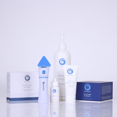 smart skin bundle: bt-sonic + Cleanse 16oz + Platinum Peptide Serum + Platinum Peptide Cream + Hyaluronic Repair Eye Masque 10pk + bt-cocktail ampoules 10pk